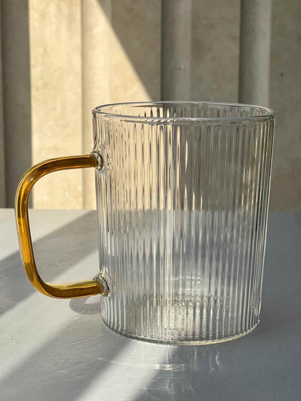 لیوان پیرکس دسته طلایی