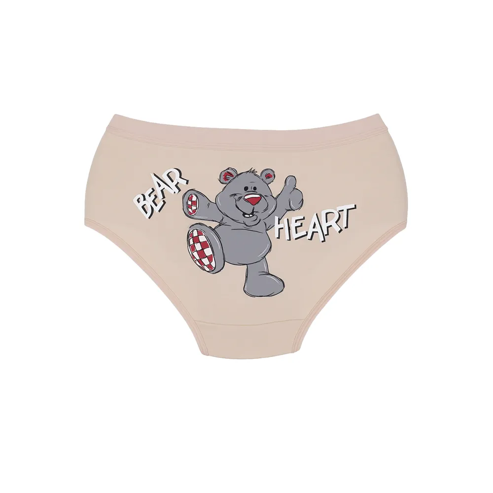 شورت زنانه اسلیپ نخی کش پهن طرح Bear Heart سایز XL بانوسا