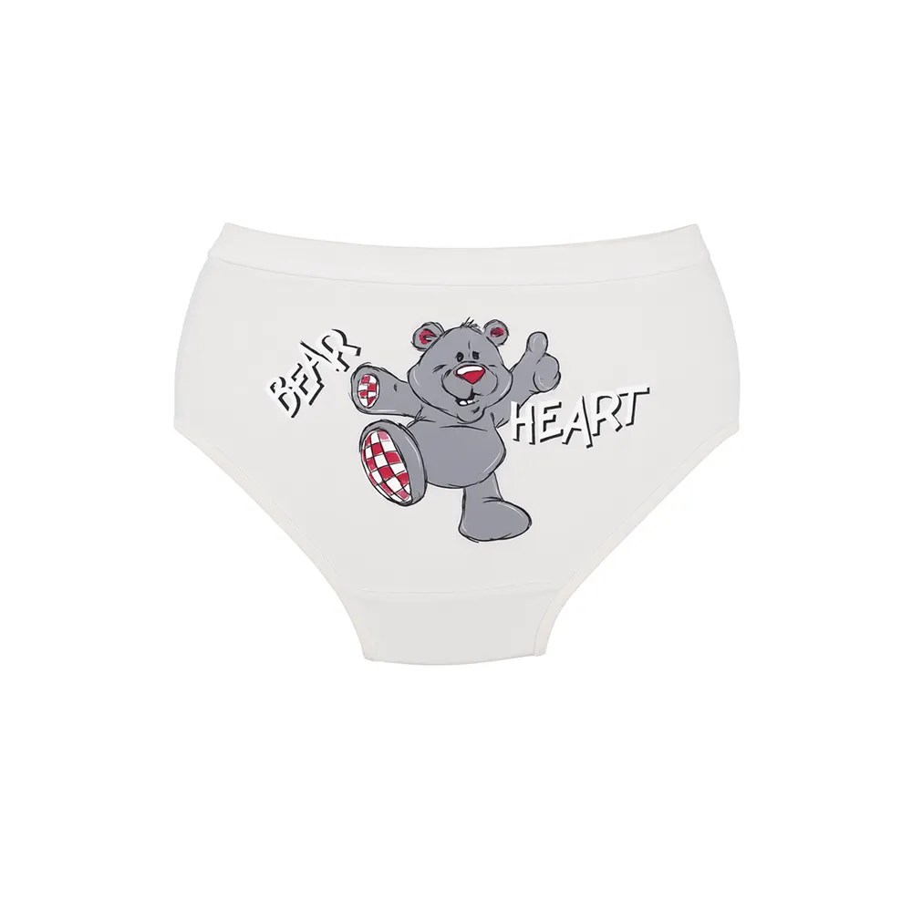 شورت زنانه اسلیپ نخی کش پهن طرح Bear Heart سایز XL بانوسا