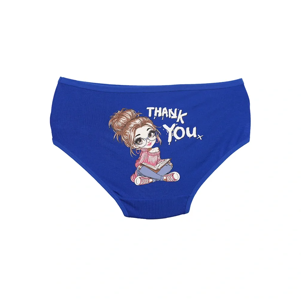 شورت زنانه اسلیپ نخی طرح نشسته کتاب به دست بانوسایز XL