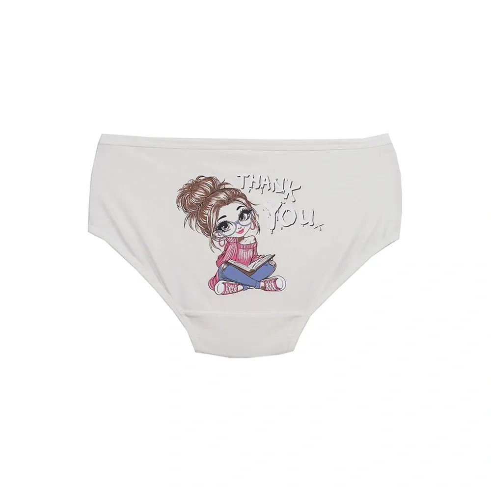 شورت زنانه اسلیپ نخی طرح نشسته کتاب به دست بانوسایز XL