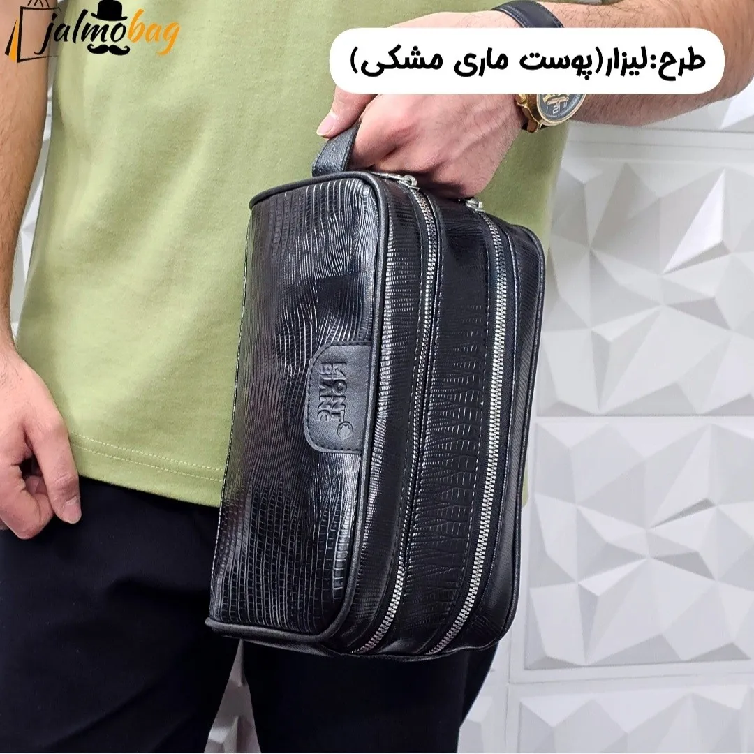 کیف دستی مردانه چرم صنعتی ضخیم دو خانه بند دستی