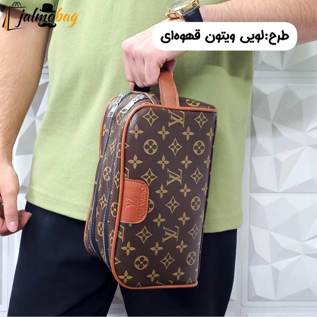 کیف دستی مردانه چرم صنعتی ضخیم دو خانه بند دستی