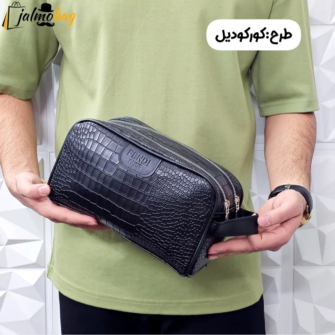 کیف دستی مردانه چرم صنعتی ضخیم دو خانه بند دستی