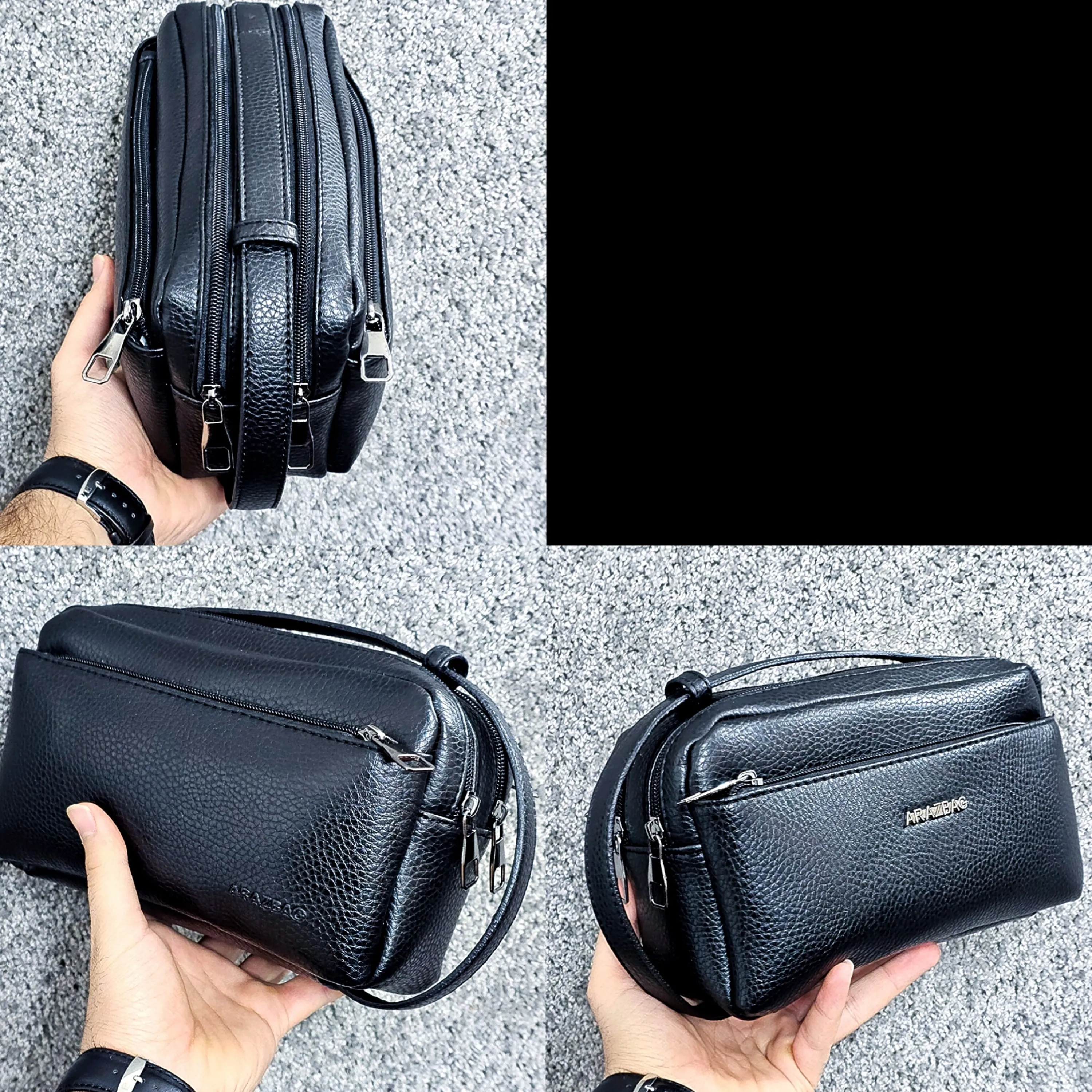 کیف دستی مردانه چرم صنعتی ضد خش دو خانه مدل شوزبگ