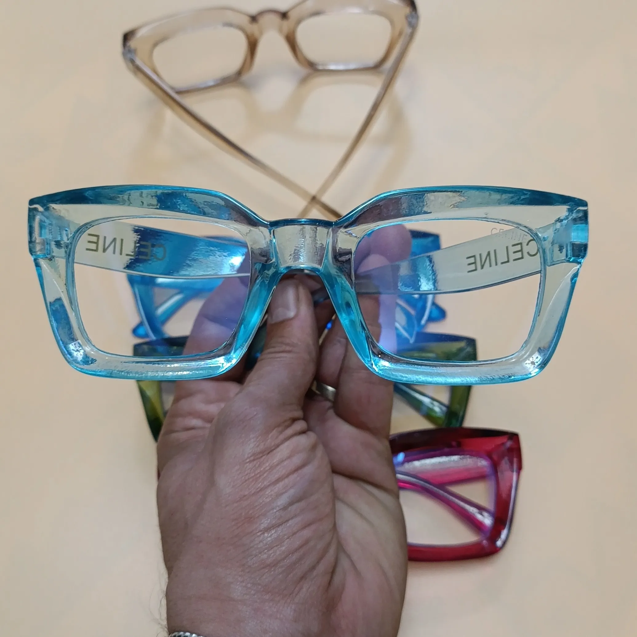 عینک بلوکات سلین فریم مستطیلی شفاف شیشه بی رنگ UV400
