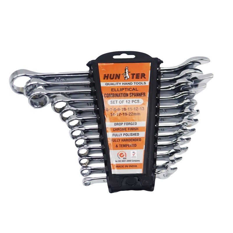 آچار یکسر تخت و یکسر رینگی هانتر مدل YP-PELEKANI-6 22MM مجموعه 12 عددی