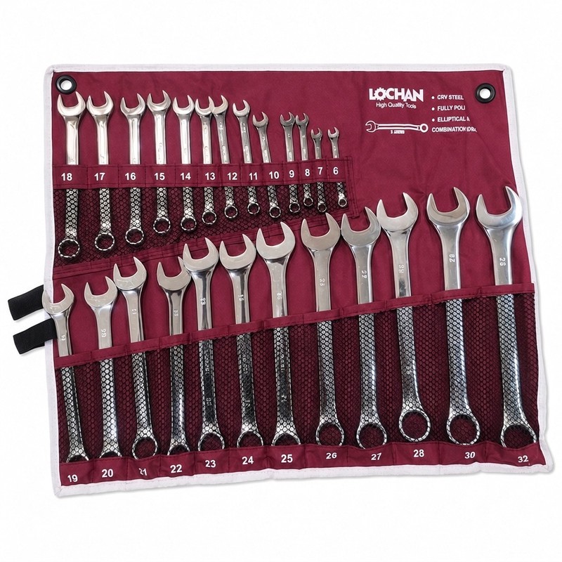آچار یکسر تخت و یکسر رینگی لوچان مدل YP-6-32MM مجموعه 25 عددی