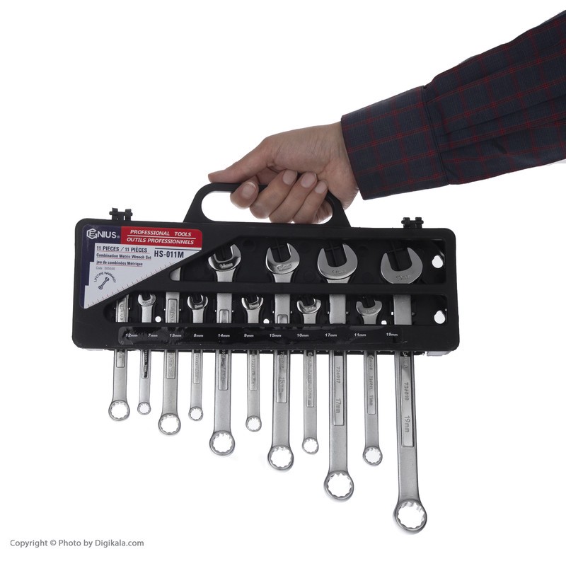 مجموعه 11 عددی آچار یکسر رینگی یکسر تخت جنیوس تولز مدل HS-011M