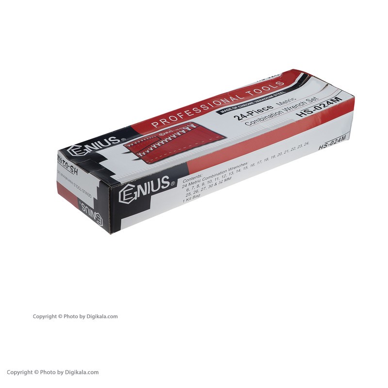 مجموعه 24 عددی آچار یک سر تخت یک سر رینگی جنیوس مدل HS-024M کد 19