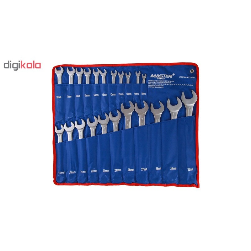 مجموعه 22 عددی آچار یکسر تخت یکسر رینگی مستر تولز مدل MT110-22