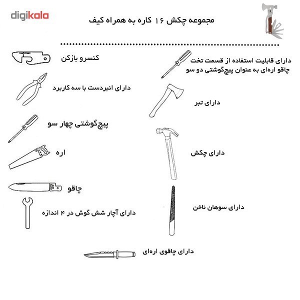 ابزار چندکاره سفری مدل 16in1