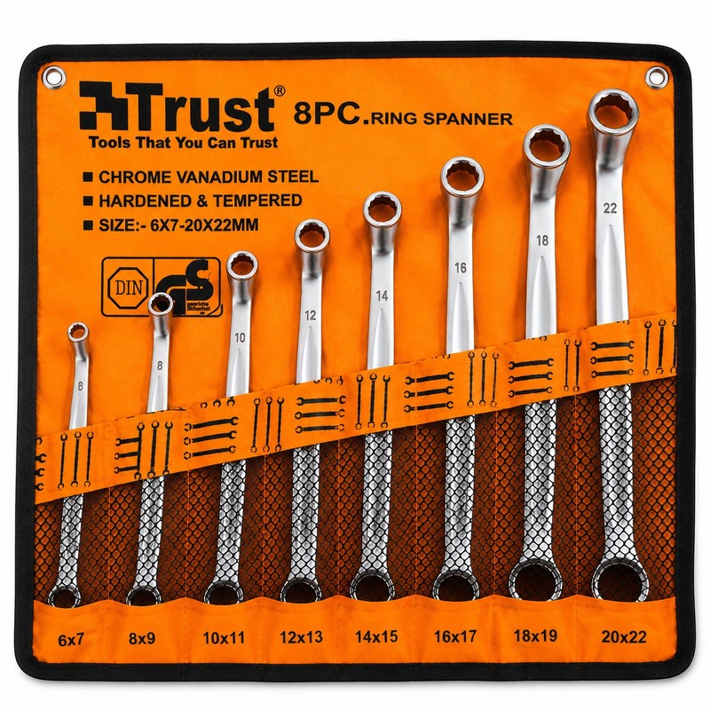 آچار دوسر رینگی تراست مدل YP-6-22MM مجموعه 8 عددی