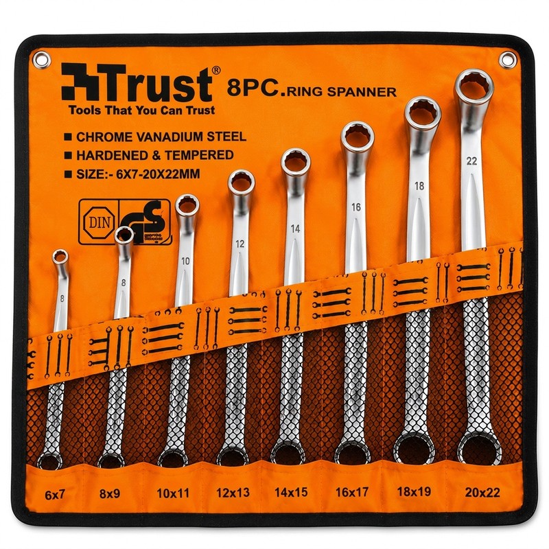 آچار دوسر رینگی تراست مدل YP-6-22MM مجموعه 8 عددی