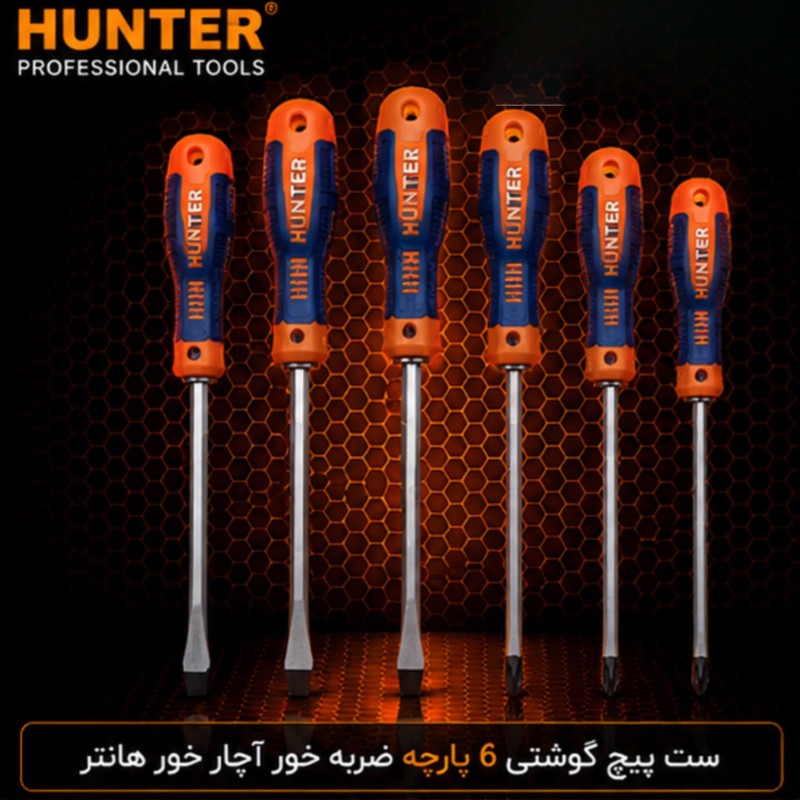 پیچ گوشتی ضربه خور هانتر مدل YP-06PCS