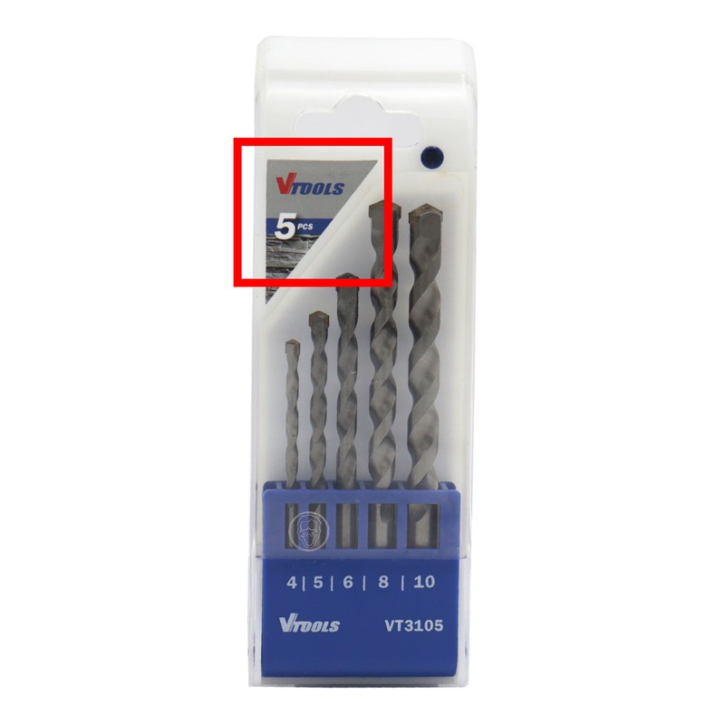 مته الماسه بتن وی تولز مدل YP-SIMAN-05 سایز 4 10 میلی متر مجموعه 5 عددی