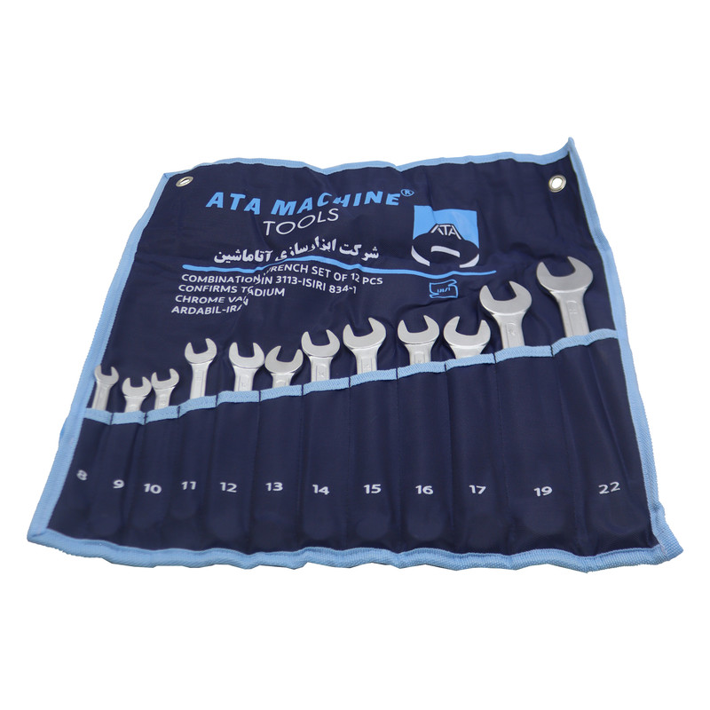 آچار یکسر تخت و یکسر رینگی آتا مدل YP-8-2212PCS مجموعه 12 عددی