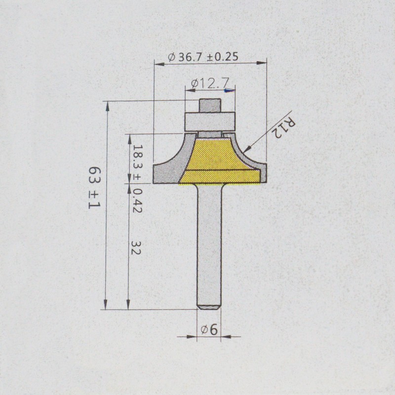 تیغ فرز بانکی اوتنسی مدل YP-R12 SHEFT6MM سایز 63 میلی متر