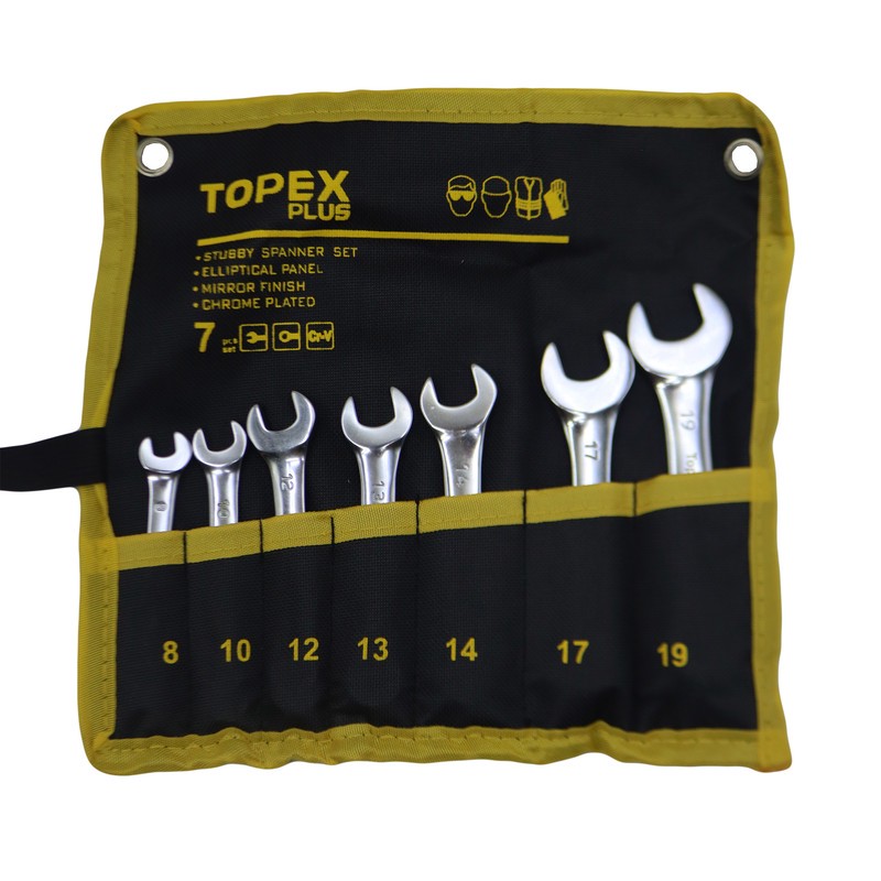 آچار یکسر تخت و یکسر رینگی تاپکس مدل YP-8-19MM سایز 8 تا 19 میلی متر مجموعه 7 عددی