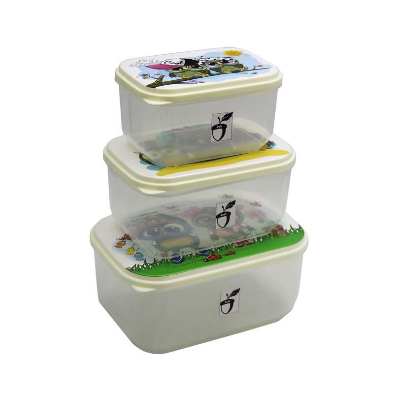 ظرف نگهدارنده مدل بلوط طرح جغد خانواده کد YP-MOSTATIL-03 مجموعه 3 عددی