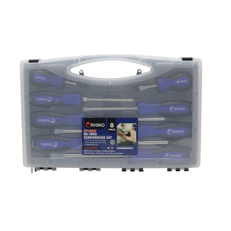 پیچ گوشتی دوسو و چهارسو رینو مدل YP-RPT-6048 مجموعه 8 عددی