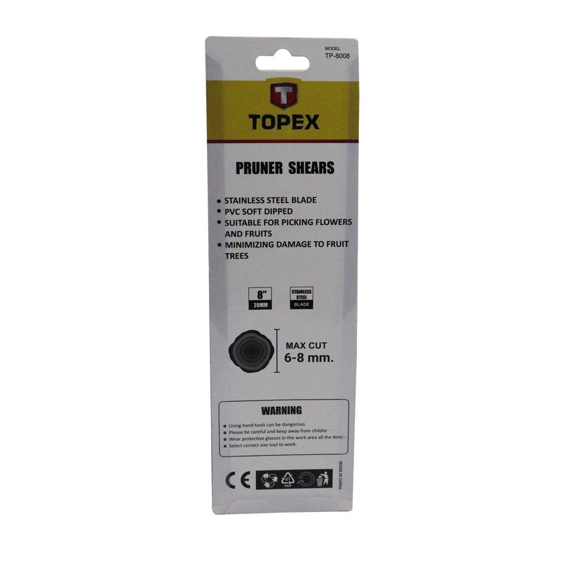 قیچی میوه چینی تاپکس مدل سر صاف کد YP-TP8008-BOLAND-200 سایز 8 اینچ