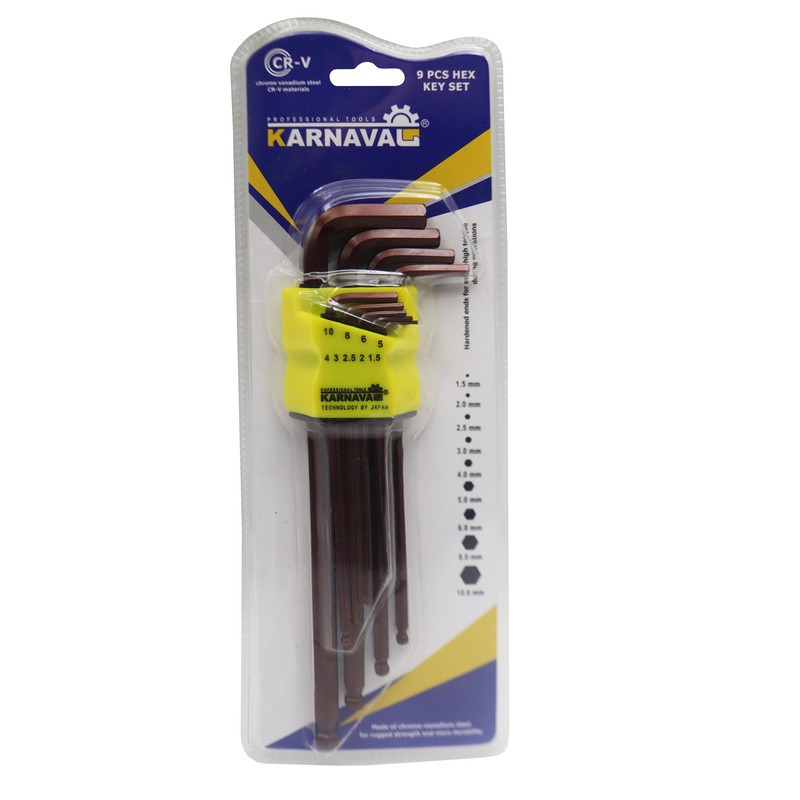 آچار آلن کارناوال مدل شش گوش YP-1.5 10MM مجموعه 9 عددی