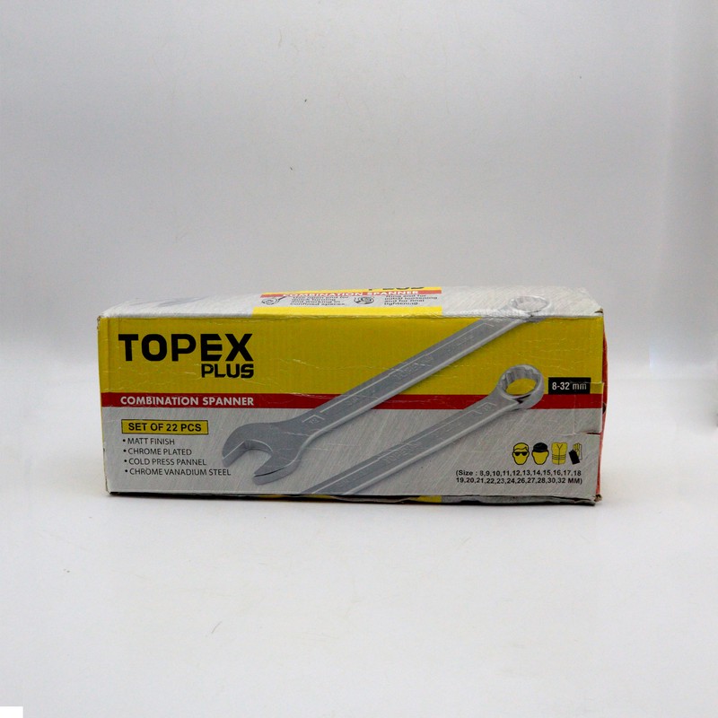 آچار یکسر تخت و یکسر رینگی تاپکس مدل YP-8-32MM مجموعه 22 عددی