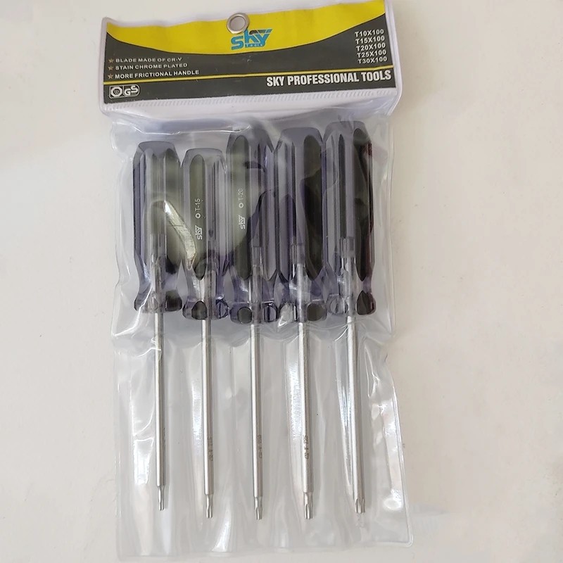 پیچ گوشتی اسکای مدل ستاره ای کد AJ-SKY-STSD-7150 مجموعه 5 عددی