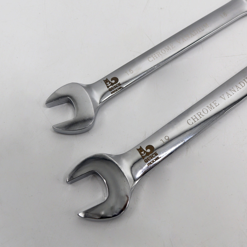 آچار یکسر تخت و یکسر رینگی جغجغه ای مدل کوییک کد YP-HC-015-19MM سایز 15، 19 میلی متر مجموعه 2 عددی