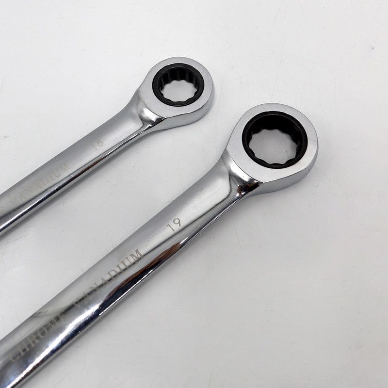آچار یکسر تخت و یکسر رینگی جغجغه ای مدل کوییک کد YP-HC-015-19MM سایز 15، 19 میلی متر مجموعه 2 عددی