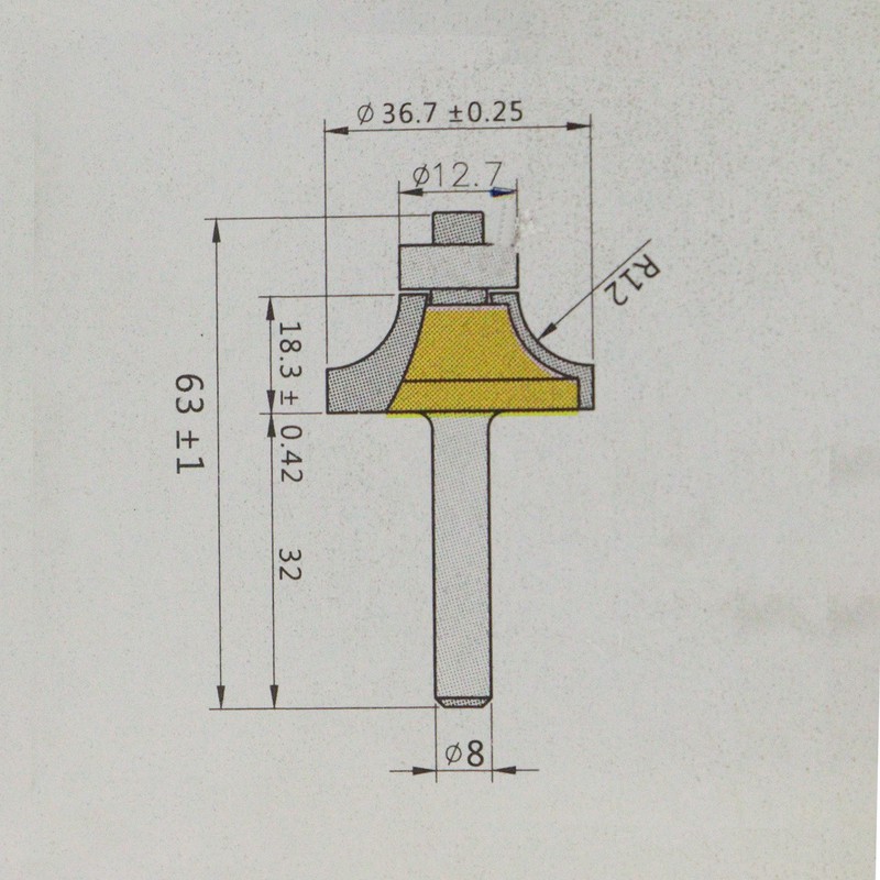 تیغ فرز بانکی اوتنسی مدل YP-R12 SHEFT8MM سایز 63 میلی متر