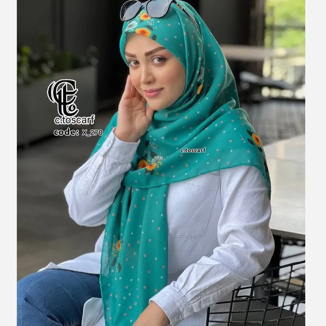 روسری نخ کاستوم قواره 140 طرح پونه تیره