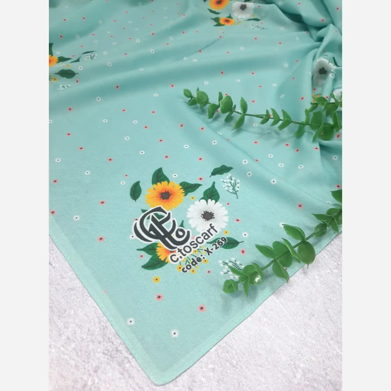 روسری نخ کاستوم قواره 140 طرح پونه تیره