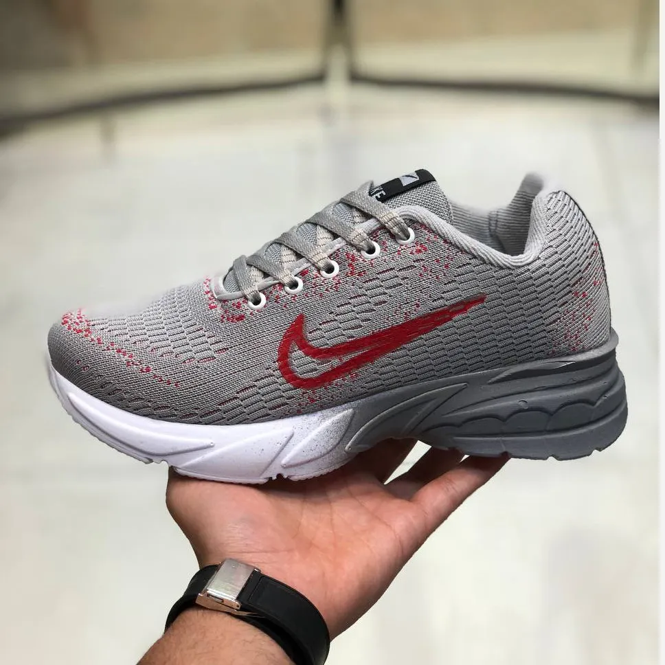 کفش اسپرت مردانه نایک مدل زیرو رنگ طوسی قرمز مناسب پیاده روی و باشگاه