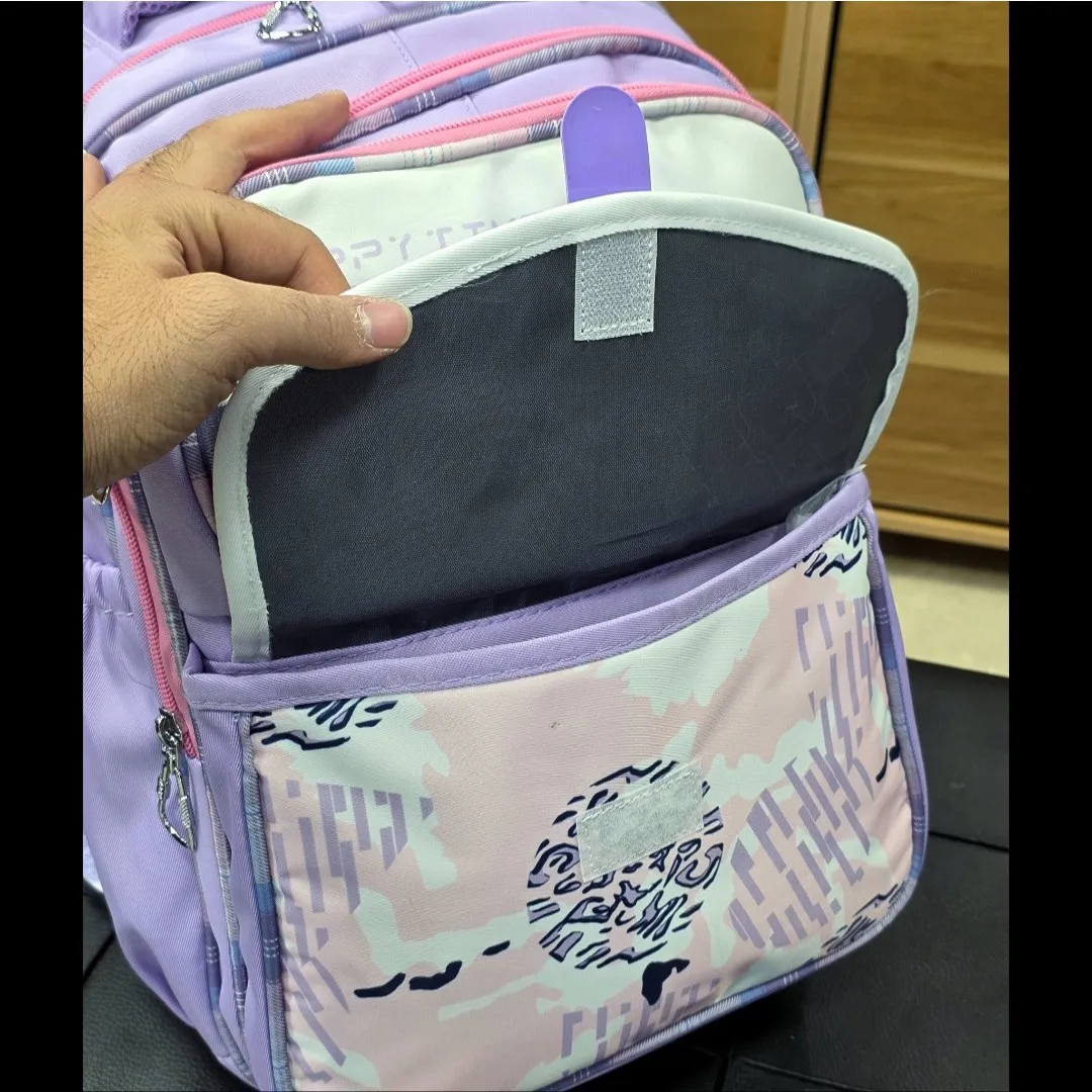 کوله پشتی مدرسه دخترانه ضد آب پارچه ریپس وارداتی مناسب کلاس اول تا چهارم