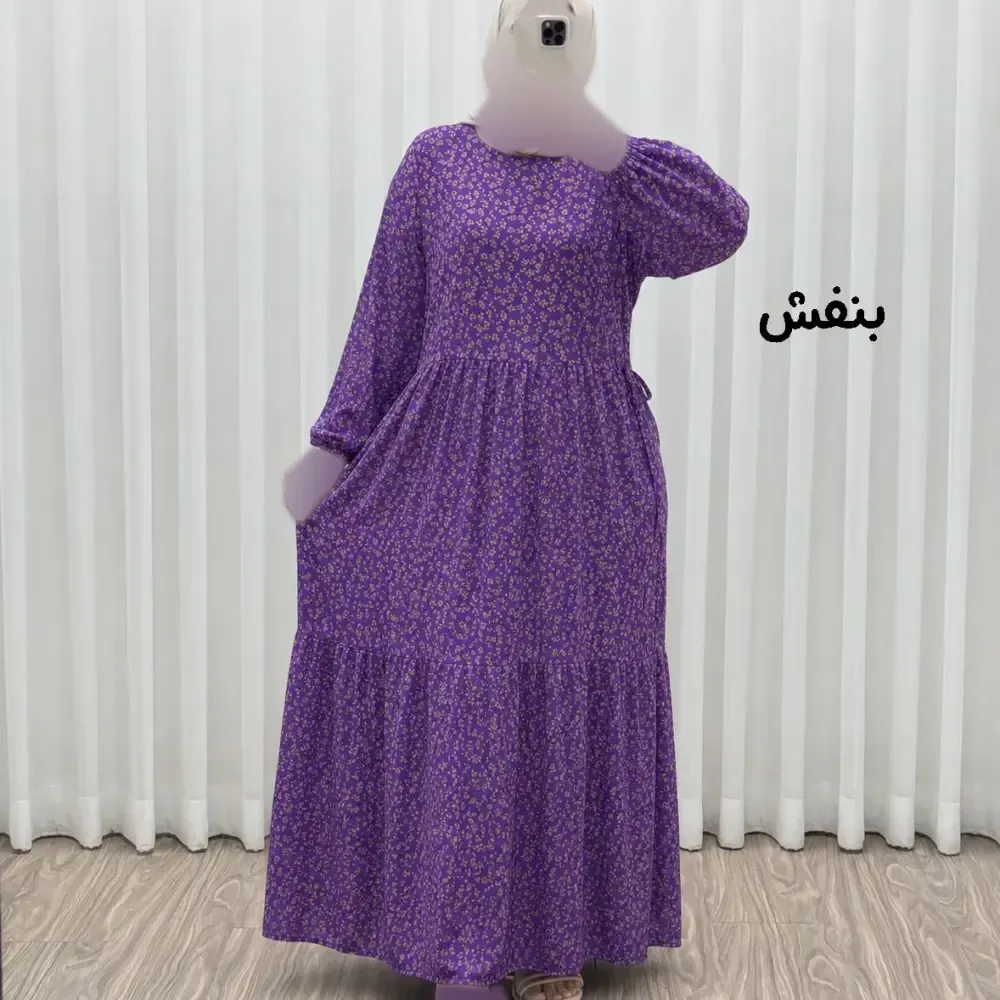 پیراهن ساحلی زنانه مدل ترلان نخی فری سایز کمر بنددار