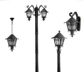 چراغ پارکی و حیاطی مدل کاترین مشکی (پس کرایه)