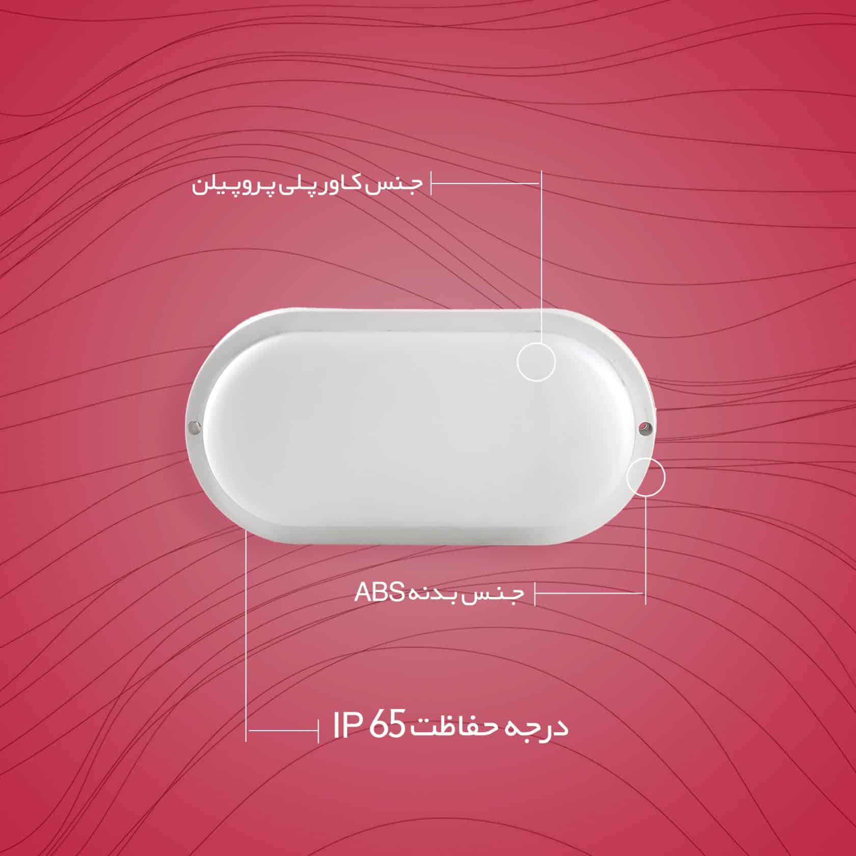 چراغ روکار بیضی25 وات IP65 (پس کرایه)