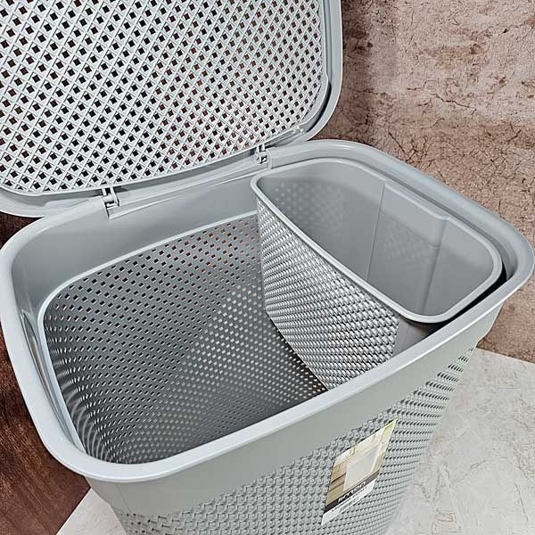 سبد رخت چرک لیمون مدل بافت کد HS2136 مجموعه 2 عددی