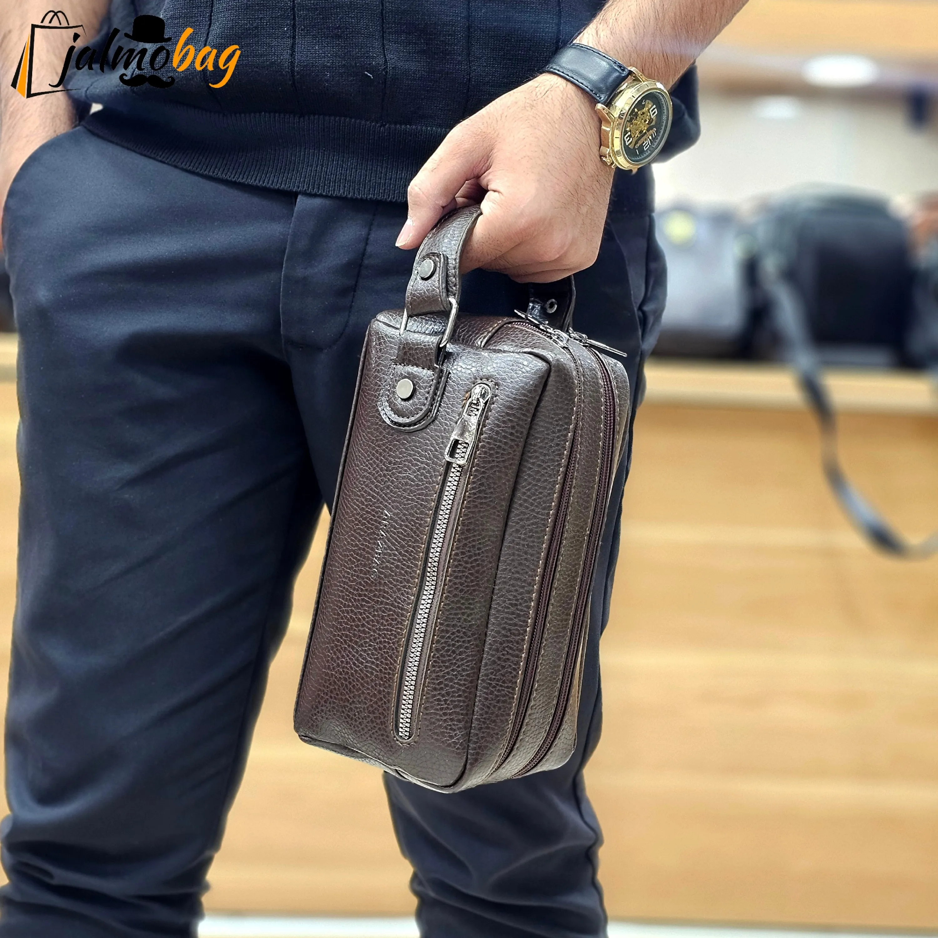 کیف دستی مردانه چرمی شوزبگ دو خانه چرم صنعتی خارجی