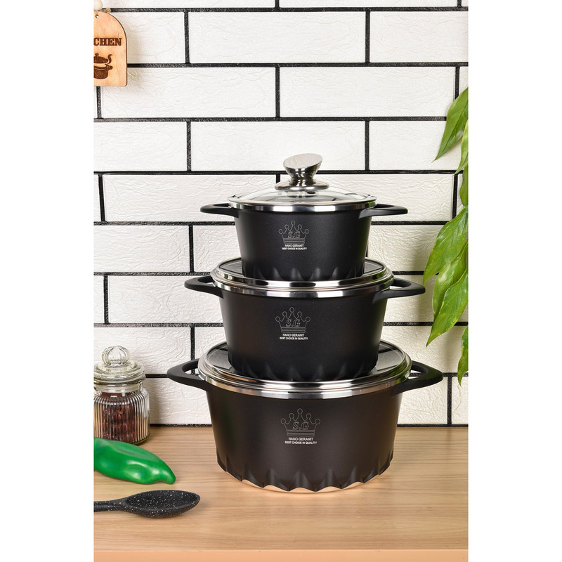 سرویس قابلمه و تابه گرانیتی 18 پارچه اس جی مدل AKA