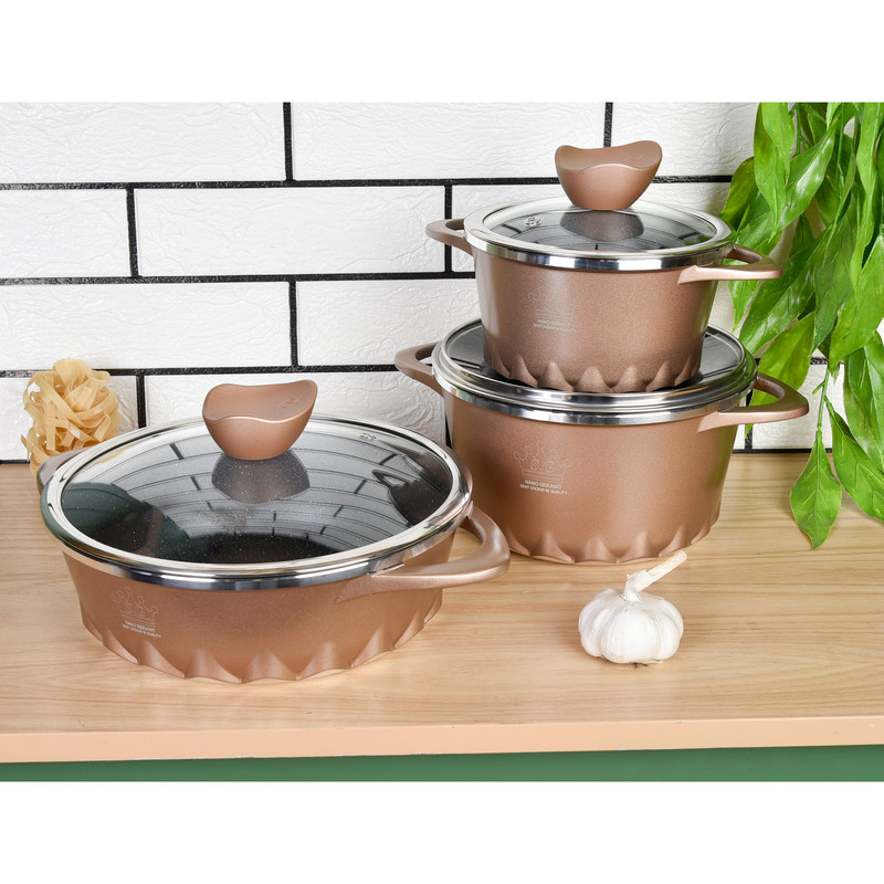 سرویس قابلمه و تابه گرانیتی 18 پارچه اس جی مدل AKA