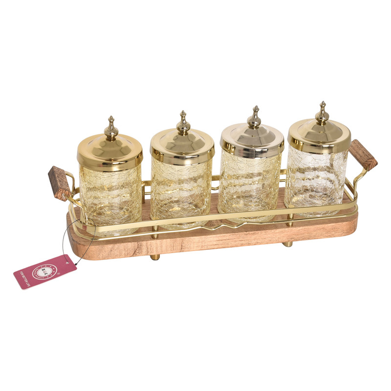 ست جا ادویه 4 پارچه بی وی کی طرح کاریزما کد 412602 به همراه استند