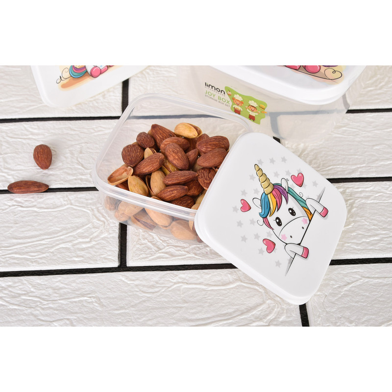 ظرف نگهدارنده با بدنه پلاستیکی لیمون کد 2231 طرح جغد مناسب برای قرار دادن در یخچال ، فریزر، مایکروویو مجموعه 4 عددی