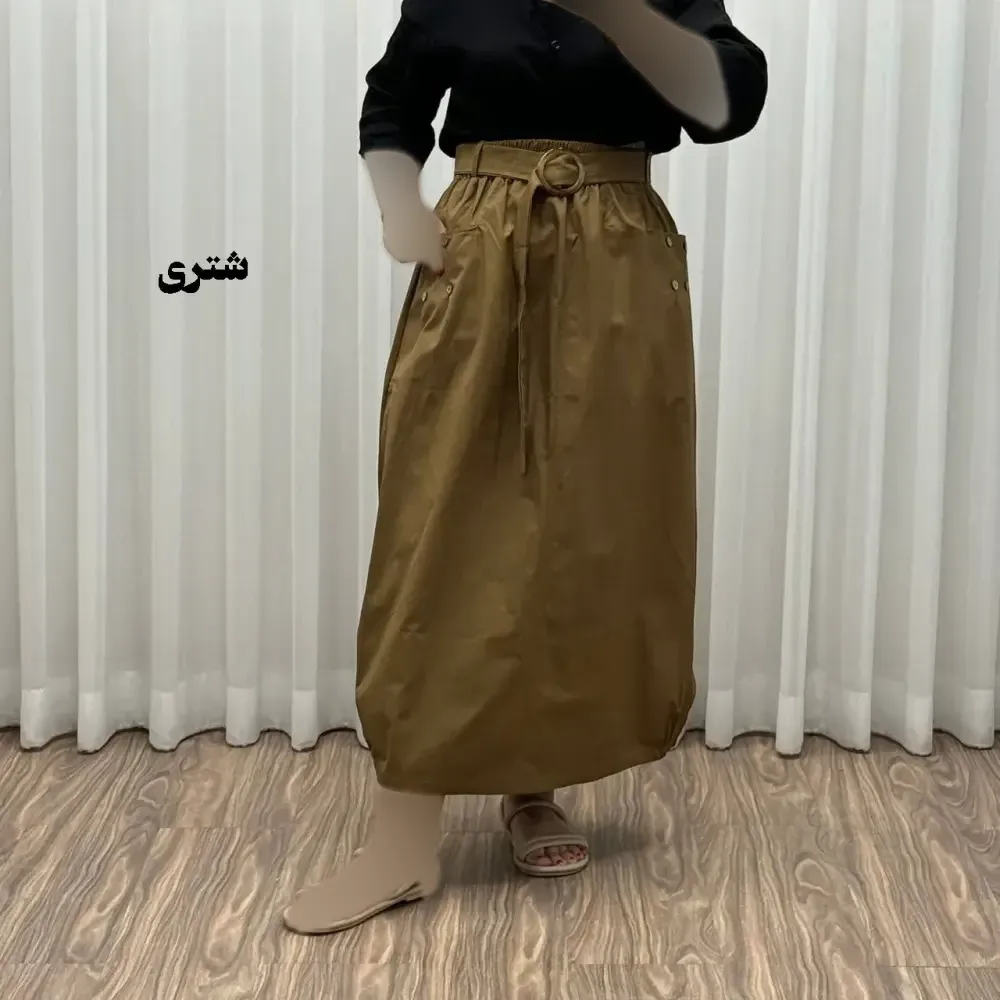 دامن کتان زنانه فری سایز شیک و راحت کد 1301 مناسب تا سایز 48 چهارفصل