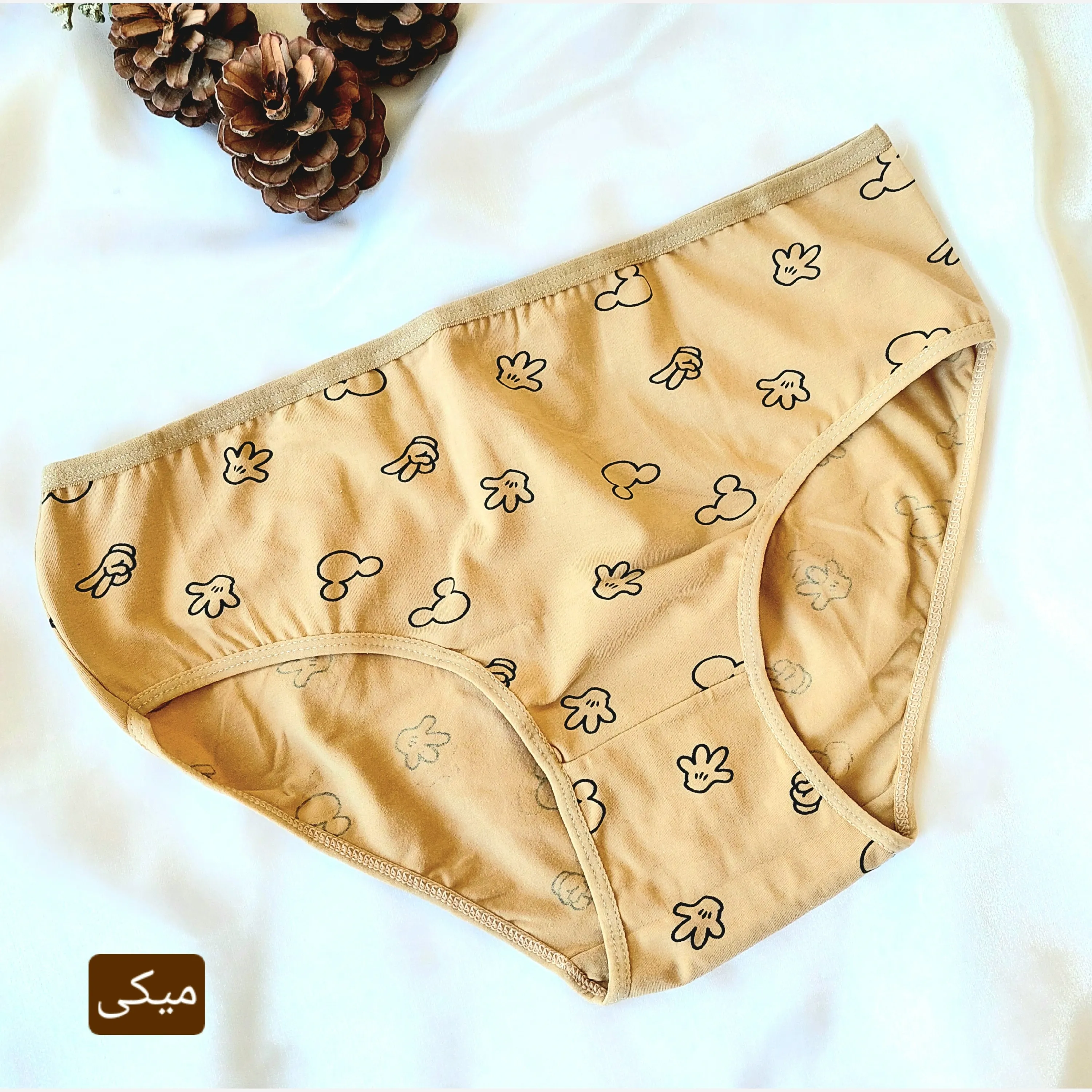 شورت زنانه نخی قواره دار سایز بزرگ 3XL برند آل کیم رنگ کرم