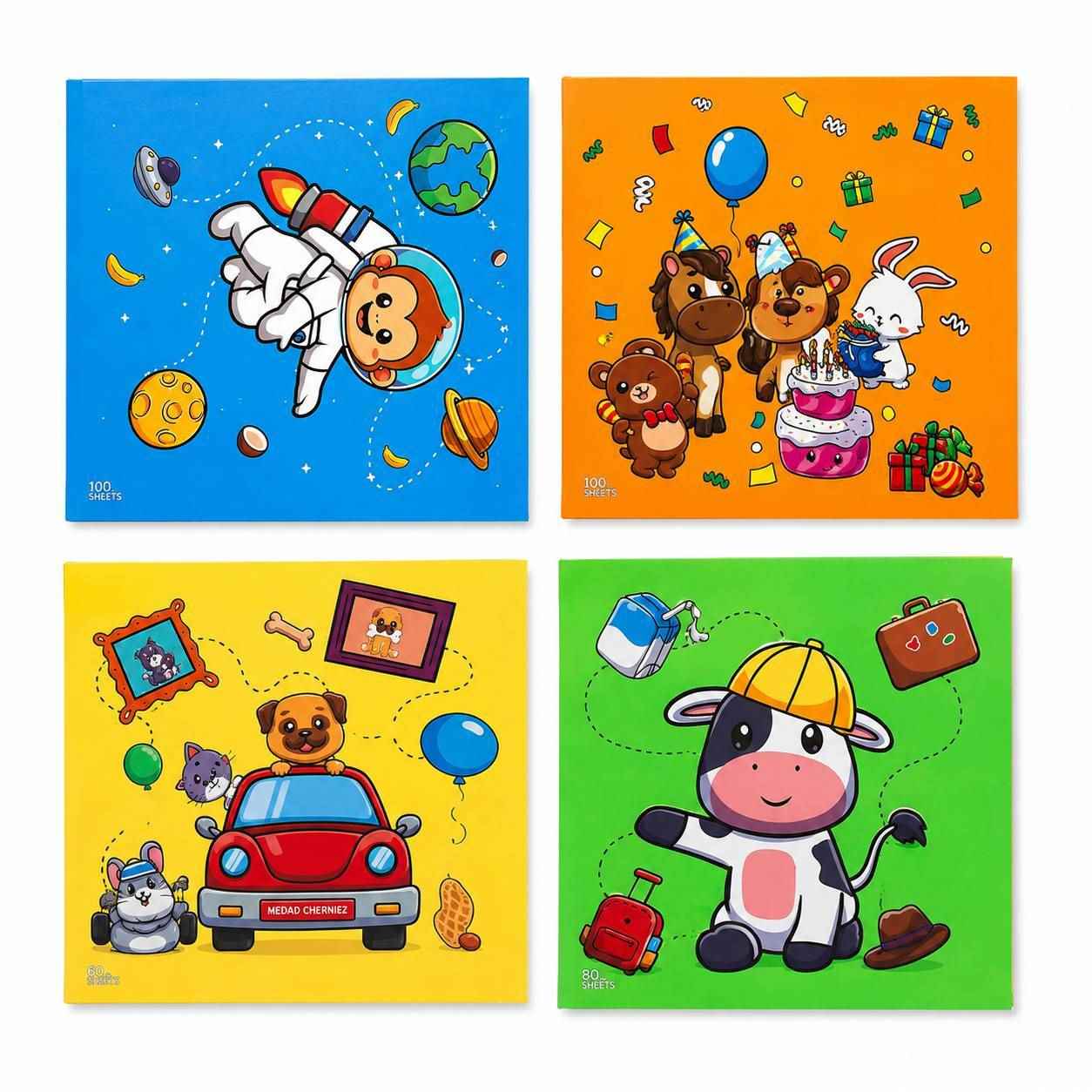 پک دفتر مشق Hi School -  شامل دفتر 40 و 60 و 80 و 100 برگ