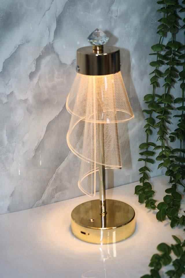 آباژور شارژی طلایی مدل موجی