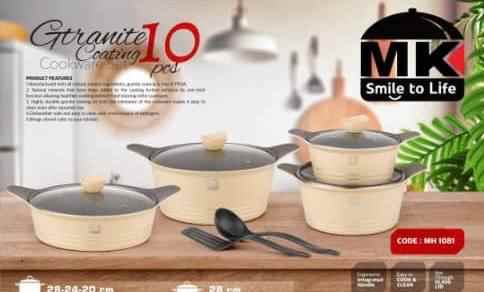 سرویس قابلمه 10 پارچه MK در 2 رنگ قهوه ای شکلاتی و کرم